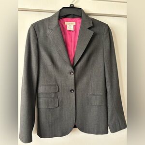 Vertigo Paris women’s grey blazer pink satin lined. Made in France Small